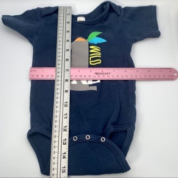 Baby Boys Wild One Graphic First Birthday Navy Bodysuit Short Sleeve Size 12M - Picture 5 of 5